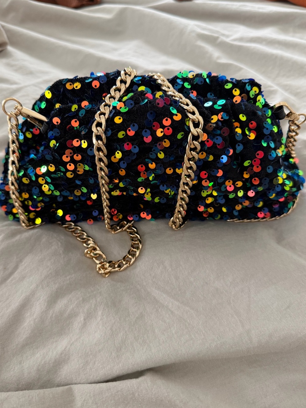 Anthropologie x Maeve Black Sequin Clutch Chain Shoulder Bag